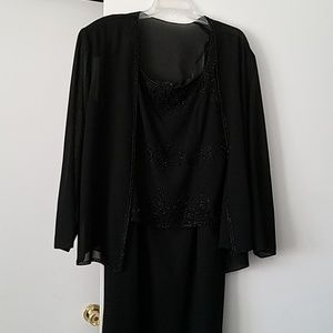 Gorgeous long black partially beaded dress. SIZE 1